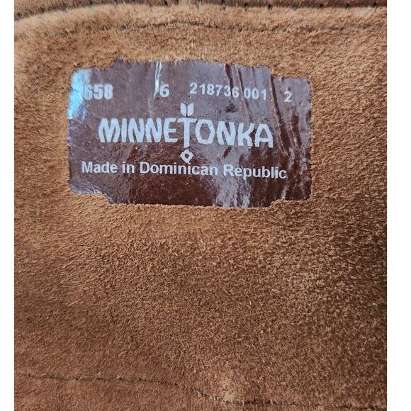 Minnetonka Boho Layered Fringe Suede Leather Tall Flat Boots Size 6 like NEW - Picture 13 of 13